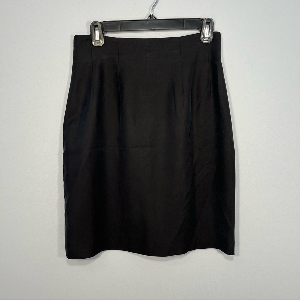 Wheaton & Katz Ltd Skirt Womens 12 Black Pencil Silk Lined Office Career - FLAW